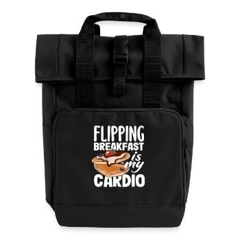 Pancakes Flipping Breakfast Is My Cardio - Roll Top Backpack with Two Handles - black - Front