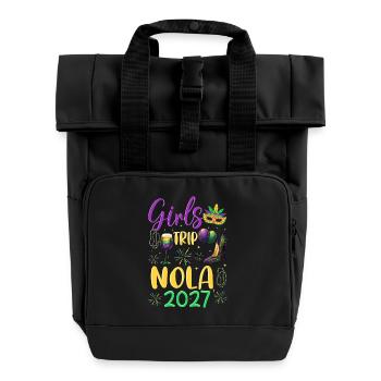 Girls Trip NOLA 2027 - Roll Top Backpack with Two Handles - black - Front