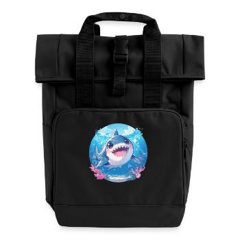 Haie Hai - Rolltop Rucksack mit zwei Griffen - Schwarz - Vorne