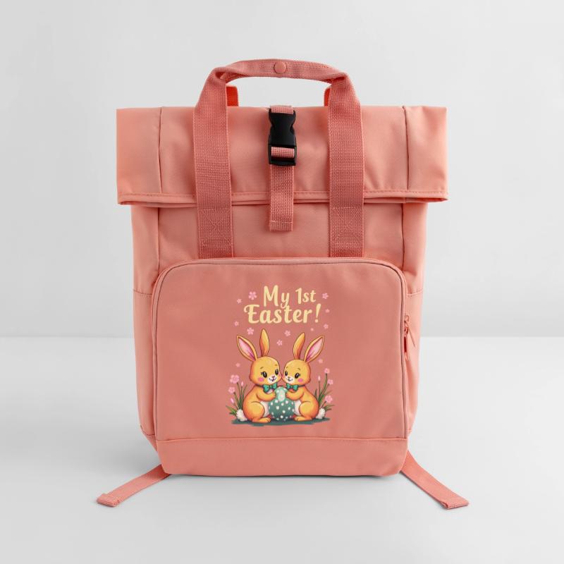 My 1ST Easter Sweet Easter Bunnies First Easter Roll Top Backpack with Two Handles