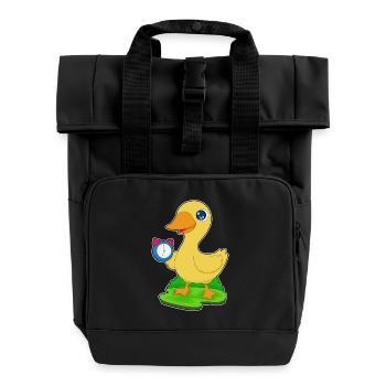 Ente Wecker - Rolltop Rucksack mit zwei Griffen - Schwarz - Vorne