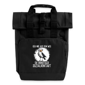 Geh mir aus dem Weg Du unnötiger Sozialkontakt - Rolltop Rucksack mit zwei Griffen - Schwarz - Vorne