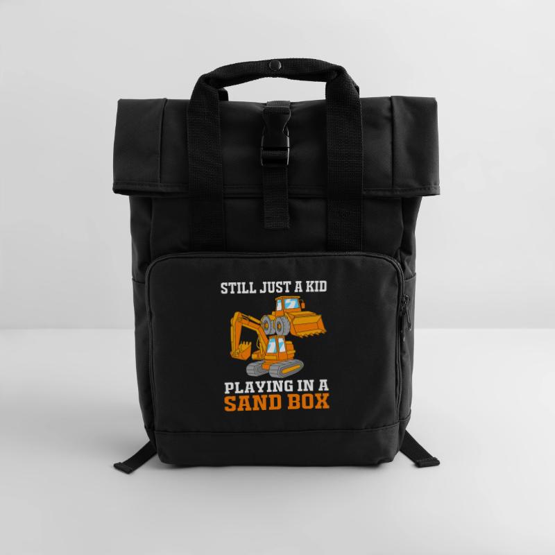 Baustelle Baggerfahrer Baggern Rolltop Rucksack mit zwei Griffen