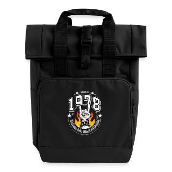 1978 Birthday, rocks everything - Roll Top Backpack with Two Handles - black - Front