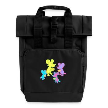 Retro Mäuse Maus 80er 90er Vintage Kinder Kind - Rolltop Rucksack mit zwei Griffen - Schwarz - Vorne