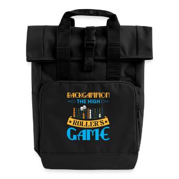 Backgammon Spiel - Rolltop Rucksack mit zwei Griffen - Schwarz - Vorne