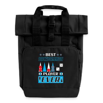 Backgammon Spiel - Rolltop Rucksack mit zwei Griffen - Schwarz - Vorne