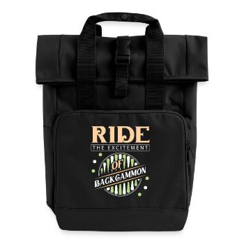 Backgammon Spiel - Rolltop Rucksack mit zwei Griffen - Schwarz - Vorne