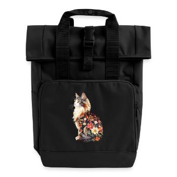 Maine Coon - Rolltop Rucksack mit zwei Griffen - Schwarz - Vorne