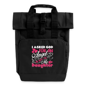 Mother's Day God Sent Me My Daughter - Roll Top Backpack with Two Handles - black - Front