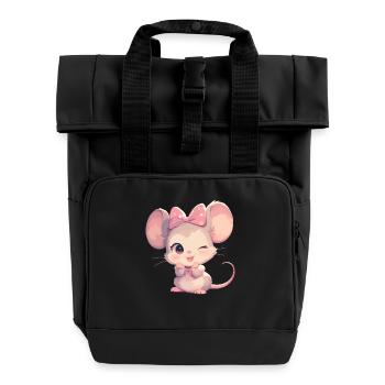 Mice Mouse - Roll Top Backpack with Two Handles - black - Front