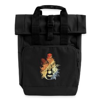 Ukulele Cartoon Look - Rolltop Rucksack mit zwei Griffen - Schwarz - Vorne