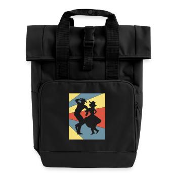 Square Dance - Roll Top Backpack with Two Handles - black - Front