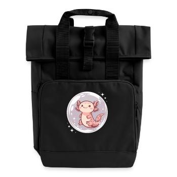 Imaginative escapades with Cute Axolotl in the - Roll Top Backpack with Two Handles - black - Front
