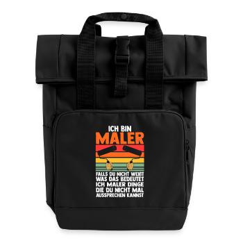 Master Painter Journeyman Painter - Roll Top Backpack with Two Handles - black - Front
