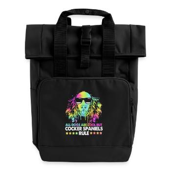 Cocker Spaniel - Roll Top Backpack with Two Handles - black - Front