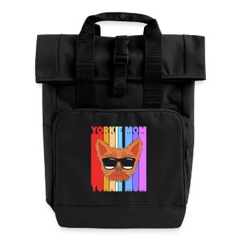Yorkshire Terrier - Roll Top Backpack with Two Handles - black - Front