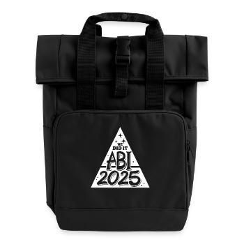 Abi 2025 - We did it - Abitur - Spruch - Rolltop Rucksack mit zwei Griffen - Schwarz - Vorne