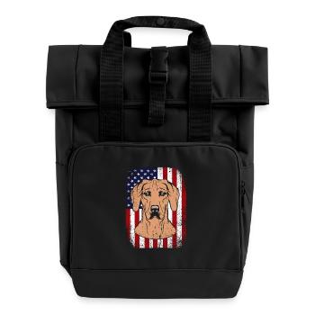 Rhodesian Ridgeback - Roll Top Backpack with Two Handles - black - Front