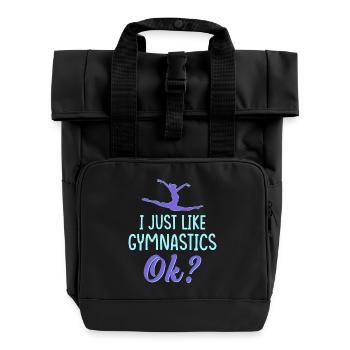 Gymnastik Training Fitness Gym - Rolltop Rucksack mit zwei Griffen - Schwarz - Vorne