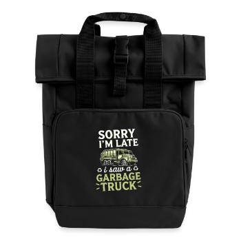 Sorry, I'm late, I have a - Roll Top Backpack with Two Handles - black - Front