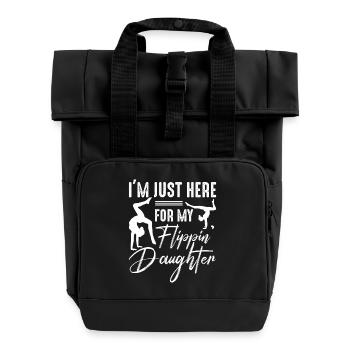 Gymnastik Training Fitness Gym - Rolltop Rucksack mit zwei Griffen - Schwarz - Vorne