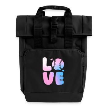 Baseballspieler Baseball - Rolltop Rucksack mit zwei Griffen - Schwarz - Vorne