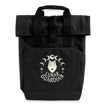 Lunar Guardian Wolf Mondphasen - Rolltop Rucksack mit zwei Griffen - Schwarz - Vorne