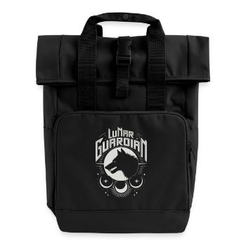 Lunar Guardian Wolf Silhouette Kunst - Rolltop Rucksack mit zwei Griffen - Schwarz - Vorne