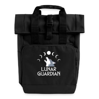 Lunar Guardian Wolf Und Mondphasen - Rolltop Rucksack mit zwei Griffen - Schwarz - Vorne