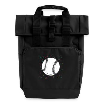 Baseballspieler Baseball - Rolltop Rucksack mit zwei Griffen - Schwarz - Vorne