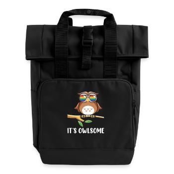 hibou amoureux des animaux hiboux - Sac à dos Roll Top à deux anses - noir - Devant