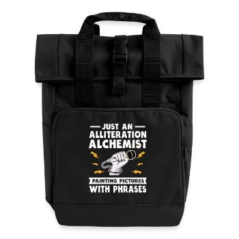 Alliteration Alchemist Poetry Slam - Rolltop Rucksack mit zwei Griffen - Schwarz - Vorne