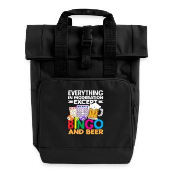 Bingo Players Everything In Moderation Except Beer - Roll Top Backpack with Two Handles - black - Front