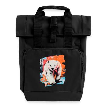 Polar Bear Graffiti Sprayer - Roll Top Backpack with Two Handles - black - Front