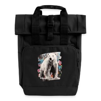 Eisbär Graffiti Sprayer - Rolltop Rucksack mit zwei Griffen - Schwarz - Vorne