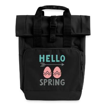Bonjour le design printanier avec des œufs de Pâques - Sac à dos Roll Top à deux anses - noir - Devant