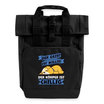 körper chillig haha ich piss mich - Rolltop Rucksack mit zwei Griffen - Schwarz - Vorne
