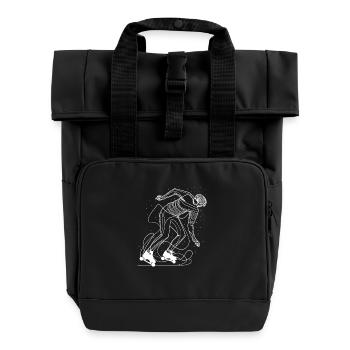 Roller Skater Line Art - Rolltop Rucksack mit zwei Griffen - Schwarz - Vorne