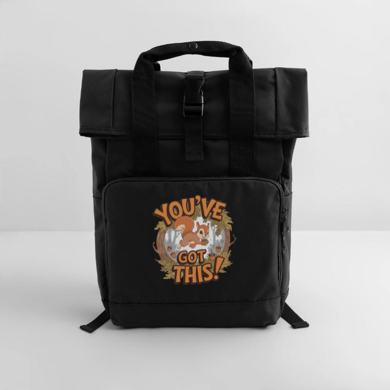 Du Schaffst Das! Eichhörnchen Mit Eichel Rolltop Rucksack mit zwei Griffen