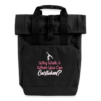 Gymnastik Training Fitness Gym - Rolltop Rucksack mit zwei Griffen - Schwarz - Vorne