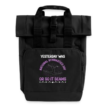 Gymnastik Training Fitness Gym - Rolltop Rucksack mit zwei Griffen - Schwarz - Vorne