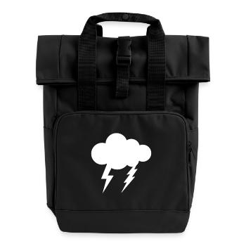 biker gift, man, woman, cloud t-shirt - Roll Top Backpack with Two Handles - black - Front