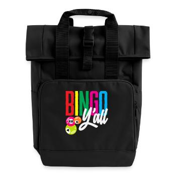Bingo Y'all Farbenfrohes Bingo Erlebnis - Rolltop Rucksack mit zwei Griffen - Schwarz - Vorne