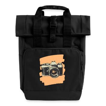 Kamera Fotograf Foto - Rolltop Rucksack mit zwei Griffen - Schwarz - Vorne