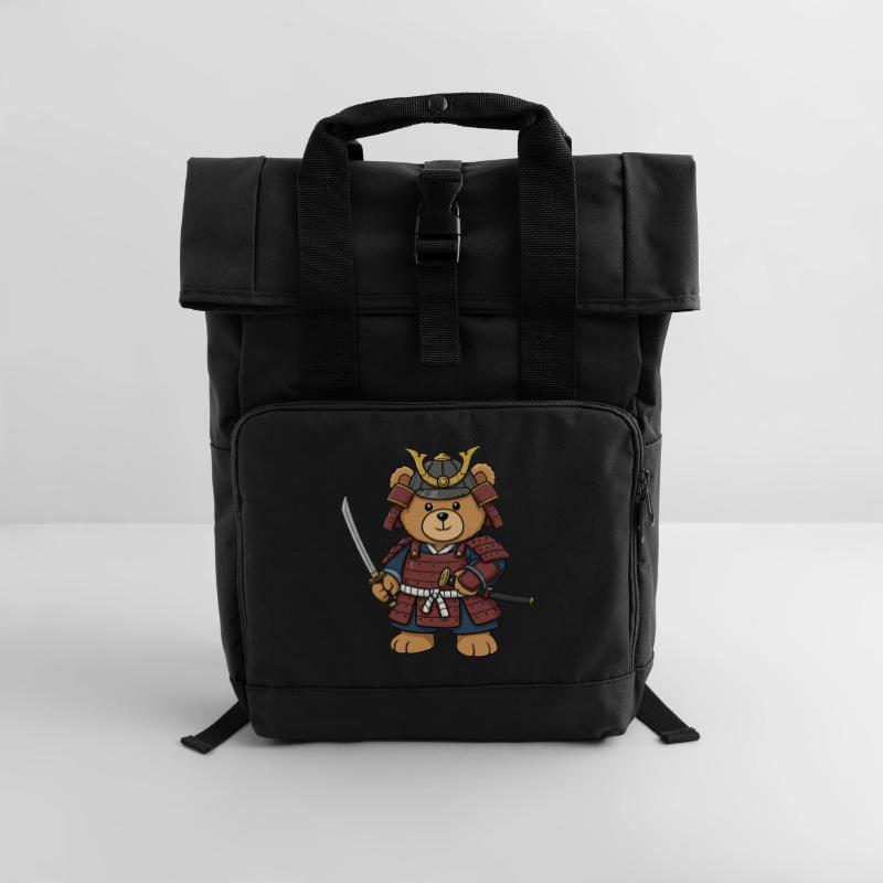Teddy Bear Samurai Roll Top Backpack with Two Handles