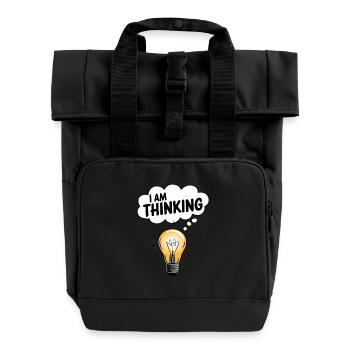 Je pense ampoule Pensée Nuage de pensée Créativité - Sac à dos Roll Top à deux anses - noir - Devant