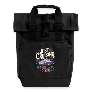 Just Cruising Mardi Gras 2025 Kreuzfahrt Festival - Rolltop Rucksack mit zwei Griffen - Schwarz - Vorne