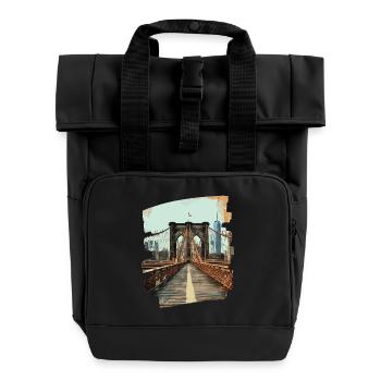Brooklyn Bridge - Rolltop Rucksack mit zwei Griffen - Schwarz - Vorne