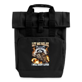 Müder schlafender Waschbär Meme, lass mich entspannen - Rolltop Rucksack mit zwei Griffen - Schwarz - Vorne